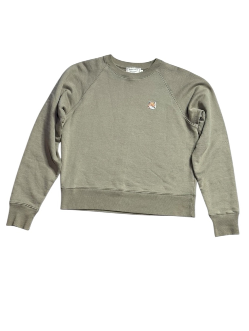 Maison Kitsuné Paris Fox Head Patch Sweatshirt size XS Khaki
